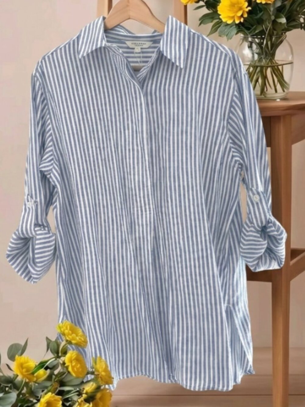 NWT Max Studio Striped Button Down Shirt - Size: Large - Picture 3 of 8